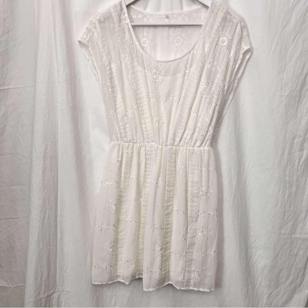 Guess Bohemian White Eyelet Embroidered Dress